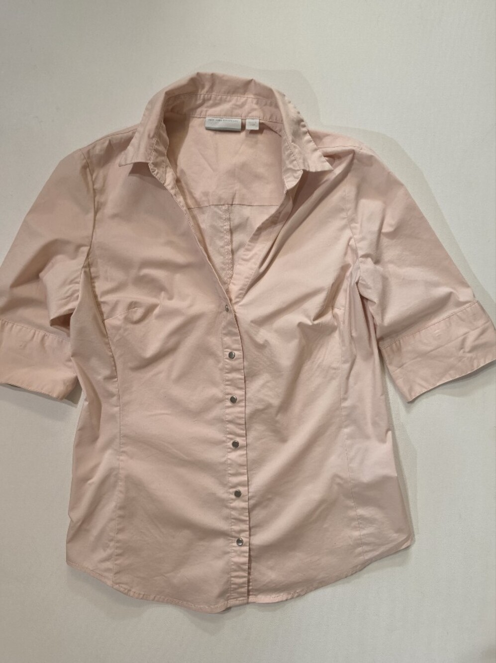 New York And Company Snap Button Top Womens Medium Light Pink Business Casual